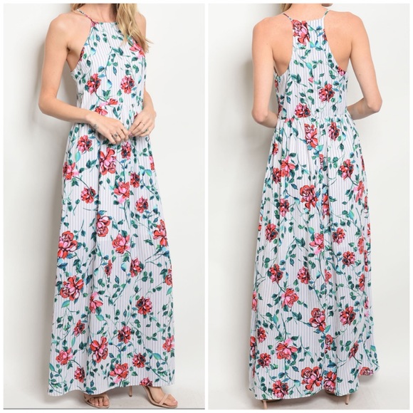 Dresses & Skirts - CLEARANCE ‼️WHITE STRIPES FLORAL MAXI - Dress